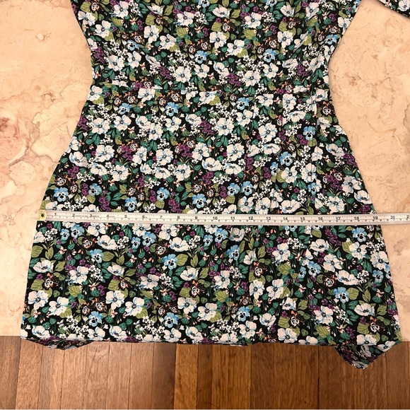 Nasty Gal Size 4 Bloom To Grow Floral Mini Dress Ruched Sleeves Wrap Skirt Green - Picture 12 of 16